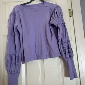 Pilcro Lavender Violet Smocked Ruffle Long Sleeve Top